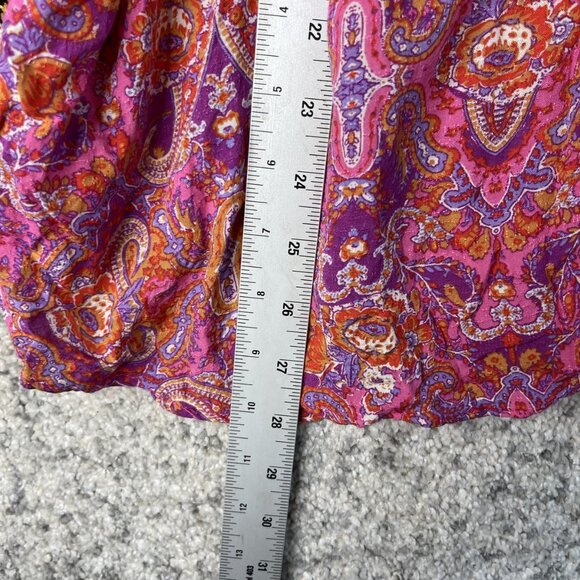 Free People Shirt Womens Extra Small Pink White Boho Patchwork Floral Paisley - Picture 2 of 6